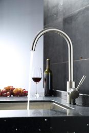 Kitchen Faucets Modern 304 Stainless Steel 360 Degree Rotation No Lead Mixer Tap Swivel Spout Brushed Nickel Faucet Torneira De Cozinha