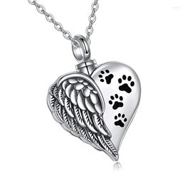 Pendant Necklaces Cremation Jewellery Urn Necklace For Ashes Heart Shape Angel Wing Memorial Pet Memory Dog