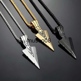 Pendant Necklaces Vintage Men's Triangular Arrow Pendant Necklace for Men Gold Plated Necklaces Hip Hop Paty Mens Jewellery Gift Collar Hombre J230601