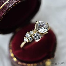 Band Rings Female White Crystal One Ring Charm Yellow Gold Silver Colour Wedding For Women Luxury Bride Zircon Engagement