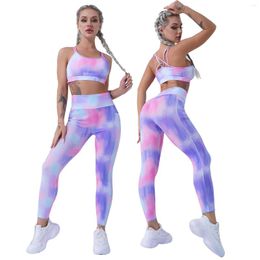 Women's Two Piece Pants Women Sports Suit Gym Yoga Tracksuit 2Pcs Sportswear Spaghetti Straps Sport Bras Top And Set Running Workout