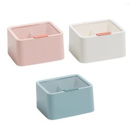 Storage Boxes Box With Transparent Lid Double-Compartments Stationery Cosmetics Organiser Plastic Container Bathroom Dormitory White