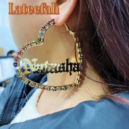 Hoop Huggie Custom Zircon Heart Earrings for Women Girls Hiphop Sexy Hoop Earrings Personal Custom Name Earrings for Year Gift wholesale 230531