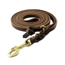 Leashes 3m long Large Dog Leash Walking Training Lead Braided Real Leather pet Traction rope competition German Shepherd Labrador Dogs