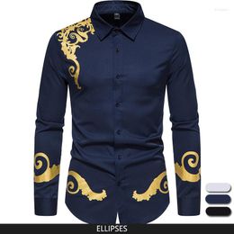 Men's Casual Shirts Men Trendy 2023 Fashion Stamped Shirt Men's Long Sleeve Clothing Ropa De Hombre