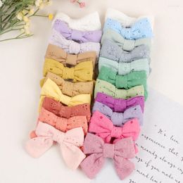 Hair Accessories CN 3Pcs 3 Inch Small Bow Baby Girls Hairgrips Sailor Barrettes Cotton Linen Fabric Bows Boutique Clips