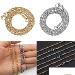 Pendant Necklaces Stainless Steel Twisted Rope Chain Party Favour 3 Mm Mens And Womens Hip Hop Necklace Fashion Jewellery Decoration Dr Dhdhu