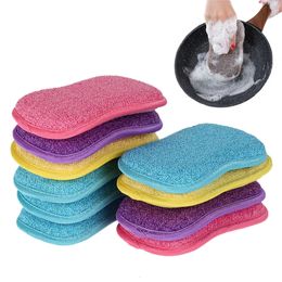 Steam Cleaners Mops Accessories 5PCS Double Sided Scrub Sponges for Dishes NonScratch Microfiber Sponge Non Stick Pot Cleaning Kitchen Tools 230531