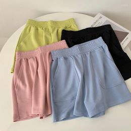 Women's Shorts Women's Summer High Waisted Loose Pocket Sport Bottoms Korean Fashion Casual Bright Color Short Pants Girls Y2K Homewear