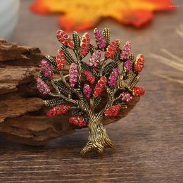 Brooches Fashion High-grade Rhinestone Tree Brooch Of Life With Cystal Temperament Jewellery For Women