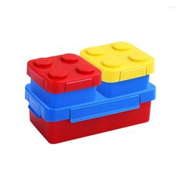 Dinnerware Sets Portable Sealed Lunch Box Colour Building Blocks Splicing Children's Student Colourful Picnic Fruit Salad Bento