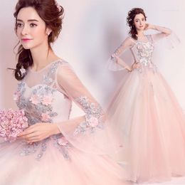 Party Dresses Fairy Sweet Floral Beading Prom Gowns Evening Long Lacing Chiffon Homecoming Dress Elegant Vestido De Festa