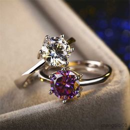 Band Rings Female White Purple Crystal Ring Silver Colour Thin Engagement For Women Small Round Zircon Wedding
