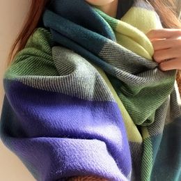 Scarves Korean Scarf Shawl Dual-use Men And Women Couple Autumn Winter Lattice Fringed Long Students & Wraps