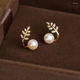 Stud Earrings Leaf For Women Flower Luxury Crystals Pearl Irregular Aesthetic Earring 2023 In Korean Fashion Jewellery Gift