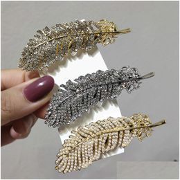 Hair Clips Barrettes Diamond Barrette Pearl Hairpins Headwear Alloy Bangs Duckbill Clip Metal Accessories Styling Tools Drop Deliv Dhzjb