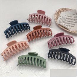 Clamps Legant Matte Colorf Resin Large Hairclip Bath Hair Claw For Women Girl Accessories Drop Delivery Jewellery Hairjewelry Dhkyc