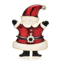 Pins Wuli baby Santa Claus Brooches Women's Enamel Cute Christmas and New Year Brooch Pin Gift G230529