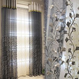 Curtain Light Luxury Curtains For Living Dining Room Bedroom Modern Embossed Embroidered Beaded Tulle French Window
