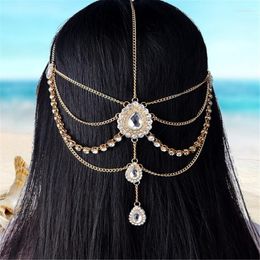 Hair Clips Rhinestone Head Chain Forehead Chains For Women Boho Bridal Wedding Crystal Headpiece Jewellery