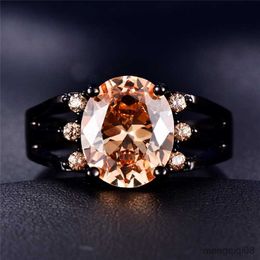 Band Rings Bamos Male Red/Pink/Purple Ring Wide For Women Men Black Gold Filled Wedding Jewellery Couple