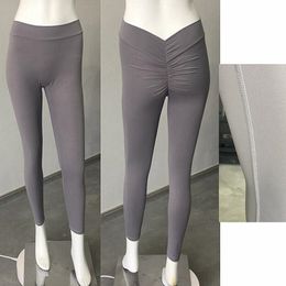 Outfit Yoga XSXL Nylon Back V Butt Pants Women High Waist Fitness Workout Gym Running Scrunch Leggings Shorts Jogging Active Wear 0594