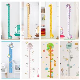 Wall Stickers Cartoon Animals Height Measure Sticker Unicorn Dinosaur Wallpaper For Kids Room Nursery Child Growth Ruler Chart 230531