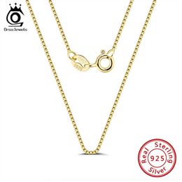 Pendant Necklaces ORSA JEWELS Italian 925 Sterling Silver Box Chain Necklace Rose Gold/Gold Plated Silver Necklaces Neck Chains for Pendant SC07-G J230601