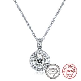 100% Real 925 Sterling Silver GRA Moissanite Necklaces for Women Classic Round Patter Pendant Necklace Designer Jewelry Diamond Necklaces