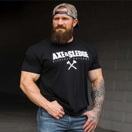 Men's T-Shirts New Cotton Casual T-shirt Men Short Sleeve Black Tees Male Gym Fitness Tops Summer Bodybuilding Sport Crossfit Training Clothing T230601