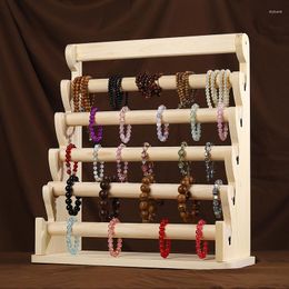 Jewellery Pouches 5 Layer Wooden Hanging Necklace Bracelet Holder Earring Stand Display Rack Luxury Tower