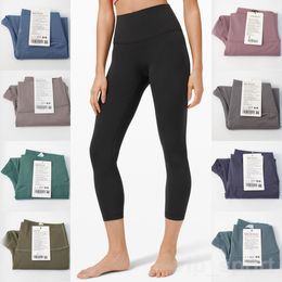 Lu Align Lu Seamless Women Yoga Cropped Pant High Rise Capri Pants Stretch Sportswear Girl Tight Yogas Trousers Sports Leggings Fitness Outfit Workout
