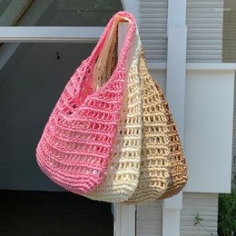 Evening Bags 2023 Summer Women's Bag Straw Woven Middle Female Tote Beach Sets Hollow Out Ladies Shoulder Whole Sale