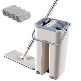 Mops Mop Cloth with Bucket Hand Free Wringing Mop Self Wet And Cleaning System Dry Cleaning Microfiber Mop Floor Z0601