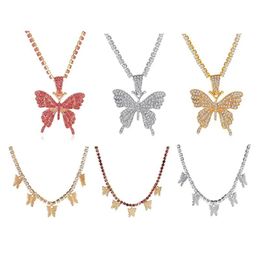 Pendant Necklaces Diamond Butterfly Necklace Fashion Tennis Choker Lady Party Decoration Jewellery Accessories Drop Delivery Pendants Dhnuf