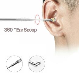 Care 1pc Spiral Massage Ear Pick 360° Spiral Portable Spiral Stainless Steel Earpick Tool