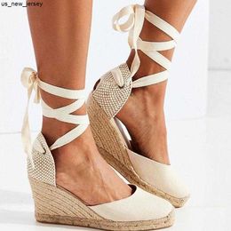 Slippers Women Espadrille Ankle Strap Sandals Comfortable Slippers Ladies Womens Casual Shoes Breathable Flax Hemp Canvas Pumps J230601