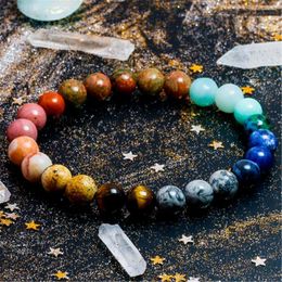 Strand Universe Solar Reiki Bracelet Natural Map Stone Beads Lapis Lazuli Yoga Chakra Men Women Jewely Dropship