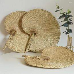 Decorative Flowers 1PC Straw Weaving Cast Leaves Fan Rattan Summer Cool Cattail DIY Handmade Decor Crafts