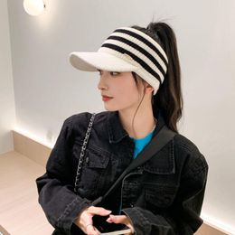 Ball Caps Winter Hat For Women Empty Top Baseball Fashion Stripe Pattern Female Autumn Warm Casual Visor Outdoor Sports Hats