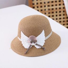 Hats TELOTUNY Baby Hat Summer Children Sunscreen Angel Girl Decorate Straw 2023 Casual Outdoor Anti-UV Protection Beach Caps