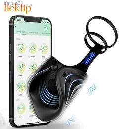 Licklip APP Control Masturbators Men Sex Toys Vibrating Penis Training Gear Glans Stimulator with Delay Cock Ring Vibrators Male L230518