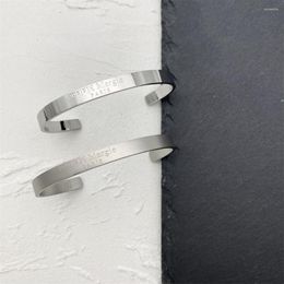 Bangle Pyc 21ss Inverted Letter Bracelet Titanium Steel Smooth Frosted LOGO Open Couple Personalised Versatile Accessories