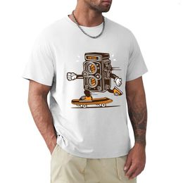 Polos masculinas Skateboarder Vintage Camera T-Shirt Custom Graphics Shirt Black Cute Tops Mens