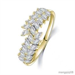 Band Rings Luxury Female White Crystal Wheat Ring Charm Gold Silver Wedding For Women Cute Bride Round Zircon Engagement