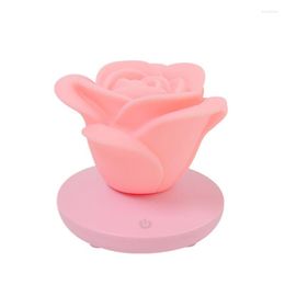 Night Lights Rose Flower Silicone Lamp USB Romantic LED Light Bedside Touch Dimming For Christmas Valentine's Day Mother's Birthday
