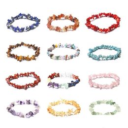 Beaded Natural Crystal Stone Bracelet Crushed Bracelets Palm Reiki Healing Gemstone Braided Creative Gift Drop Delivery Jewellery Dhkfs