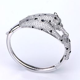luxury silver Leopard torque gold single tennis Elegant bangle Clover bracelets Fashion Diamond Jewellery for men women Lover Couple Party Wedding Everyday gifts