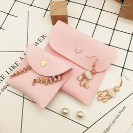 Jewelry Pouches 8x8 11x11cm Double Sided Velvet Pink Color Bags With Dark Buckle Wedding Candy Earring Gift Packing Bag