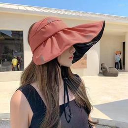 Wide Brim Hats Summer Pure Color Sun Beach Hat Woman Girl Outdoor Travel Vacation Fisherman Cap Uv Protection Foldable Visor